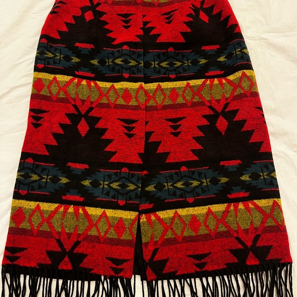 Vintage Faux Wool Southwestern Fringe Midi Skirt - Picture 11 of 14